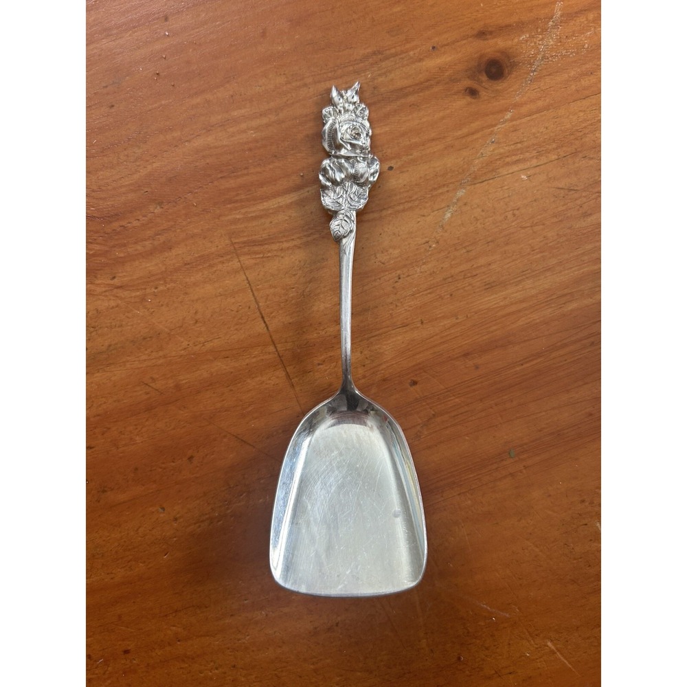 Vintage Reed & Barton Silverplate Sugar Shovel or Berry Spoon Rose Leaf Pattern